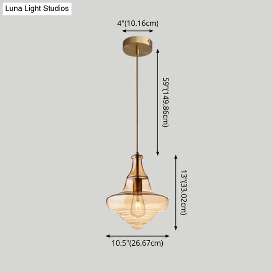 Retro Glass Pendant Light For Restaurants - Spool Shaped Head Design