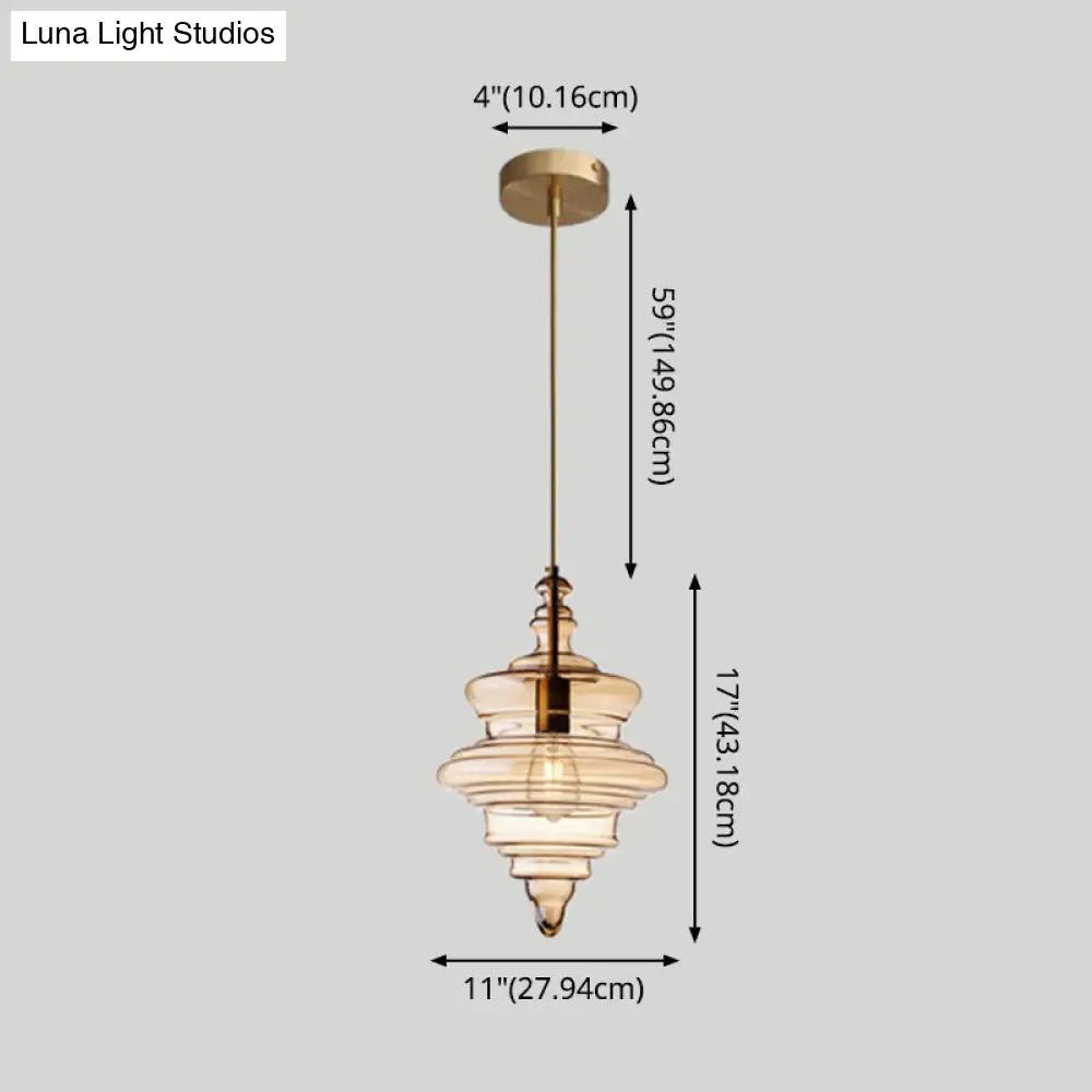 Retro Glass Ceiling Pendant Light Fixture - Head Spool Shaped For Restaurants