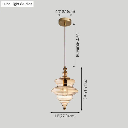 Retro Glass Ceiling Pendant Light Fixture - Head Spool Shaped For Restaurants