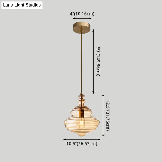 Retro Glass Ceiling Pendant Light Fixture - Head Spool Shaped For Restaurants