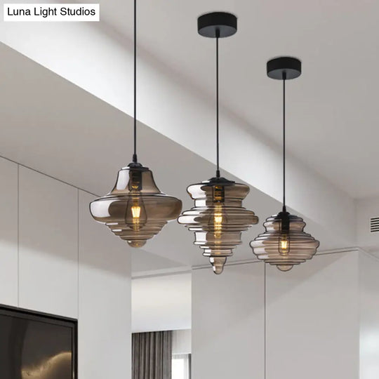 Retro Glass Ceiling Pendant Light Fixture - Head Spool Shaped For Restaurants