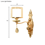 Retro Gold Wall Sconce With Clear And Frosted Glass Shade - 1 Light Mount Lamp For Living Room