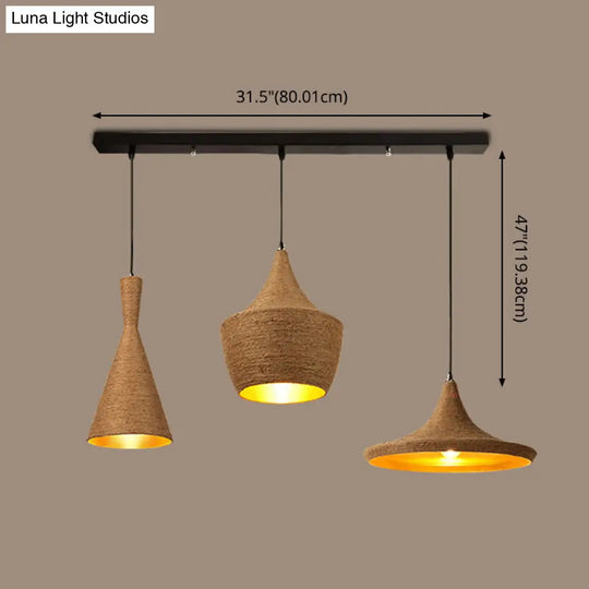 Beige Rope Pendant Light: Retro Industrial Hanging Lamp For Dining Room
