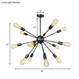Retro Industrial Black Metal Chandelier Pendant - 9/12 Lights Dining Room Lighting