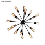 Retro Industrial Black Metal Chandelier Pendant - 9/12 Lights Dining Room Lighting