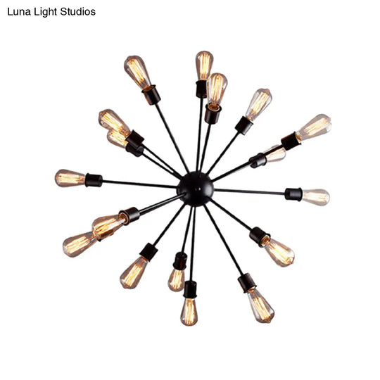 Retro Industrial Black Metal Chandelier Pendant - 9/12 Lights Dining Room Lighting
