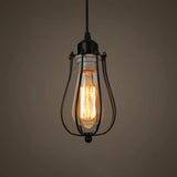 Retro Industrial Metal Cage Pendant Light Fixture - 1-Light Ceiling Hanging For Restaurants Black /
