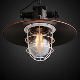Retro Industrial Metal Hanging Light Kit - 1 Caged Pendant With Chain Perfect For Restaurants Bronze