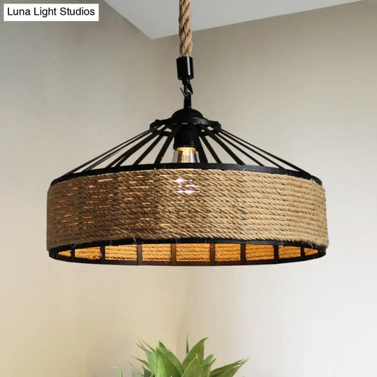 Retro Industrial Metal Pendant Hanging Light With Flared Cage Design - Ideal For Restaurants