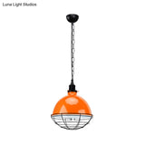 Retro Industrial Metal Pendant Light - Bowl Shade 1 Bulb Black/White/Red Indoor Ceiling With Wire