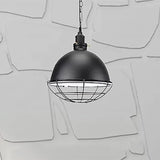 Retro Industrial Metal Pendant Light - Bowl Shade 1 Bulb Black/White/Red Indoor Ceiling With Wire