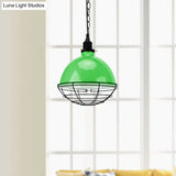 Retro Industrial Metal Pendant Light - Bowl Shade 1 Bulb Black/White/Red Indoor Ceiling With Wire