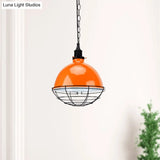 Retro Industrial Metal Pendant Light - Bowl Shade 1 Bulb Black/White/Red Indoor Ceiling With Wire
