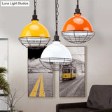 Retro Industrial Metal Pendant Light - Bowl Shade 1 Bulb Black/White/Red Indoor Ceiling With Wire
