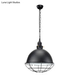 Retro Industrial Metal Pendant Light - Bowl Shade 1 Bulb Black/White/Red Indoor Ceiling With Wire