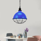 Retro Industrial Metal Pendant Light - Bowl Shade 1 Bulb Black/White/Red Indoor Ceiling With Wire