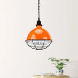 Retro Industrial Metal Pendant Light - Bowl Shade 1 Bulb Black/White/Red Indoor Ceiling With Wire