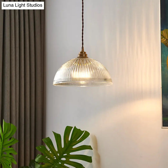Industrial Retro Prismatic Glass Dome Pendant Light For Living Room