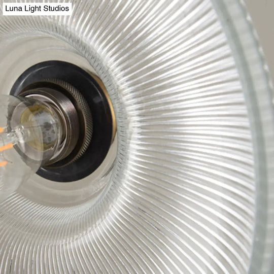Retro Industrial Pendant Lighting - 1 Light Prismatic Glass Dome Perfect For Living Room