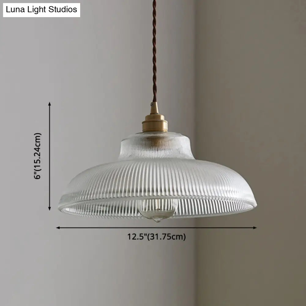 Industrial Retro Prismatic Glass Dome Pendant Light For Living Room