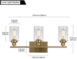 Retro Industrial Style Glass 3-Light Cylinder Vanity Wall Light Fixtures