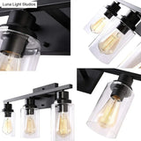 Retro Industrial Style Glass 3-Light Cylinder Vanity Wall Light Fixtures