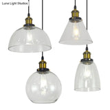 Retro Industrial Style Glass Ceiling Fixture - 1 Light For Restaurants