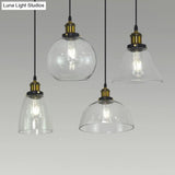 Retro Industrial Style Glass Ceiling Fixture - 1 Light For Restaurants