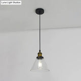 Retro Industrial Style Glass Ceiling Fixture - 1 Light For Restaurants
