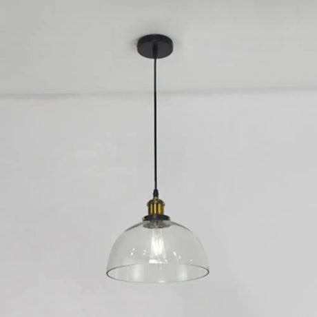 Retro Industrial Style Glass Ceiling Fixture - 1 Light For Restaurants Clear / Semicircle