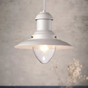 Retro Loft Saucer Ceiling Pendant Light In Black/White For Coffee Shop White