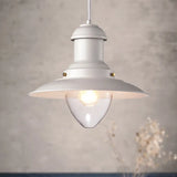 Retro Loft Saucer Ceiling Pendant Light In Black/White For Coffee Shop White