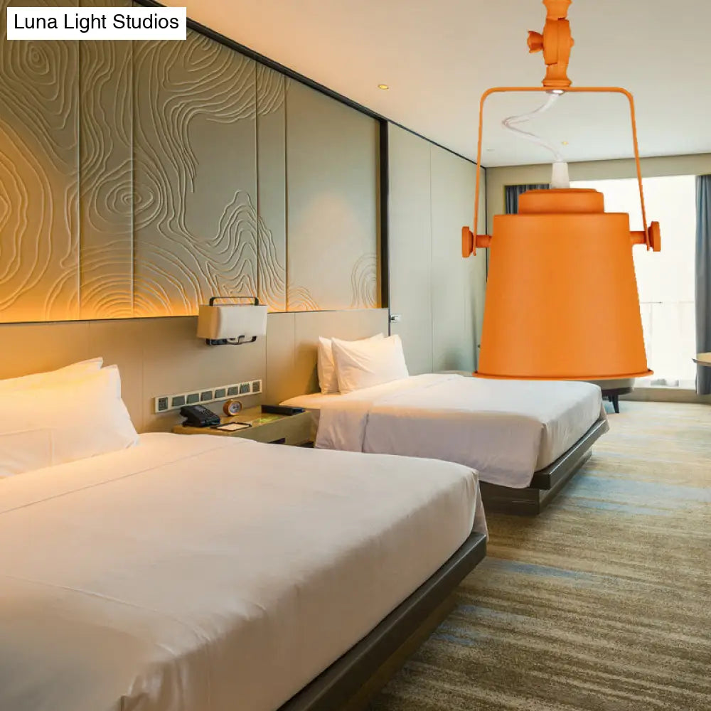 Retro Loft Tapered Pendant Light In Rotatable Grey/Red/Pink For Bedroom Ceiling Orange