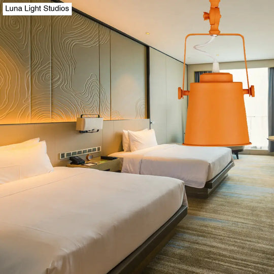 Retro Loft Tapered Pendant Light In Rotatable Grey/Red/Pink For Bedroom Ceiling Orange