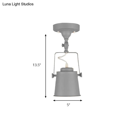 Retro Loft Tapered Pendant Light In Rotatable Grey/Red/Pink For Bedroom Ceiling