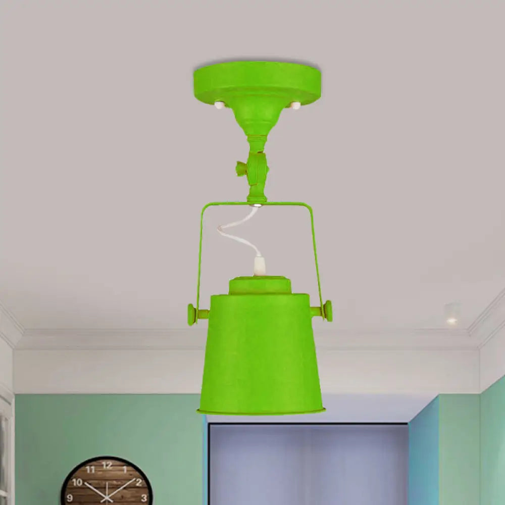 Retro Loft Tapered Pendant Light In Rotatable Grey/Red/Pink For Bedroom Ceiling Green