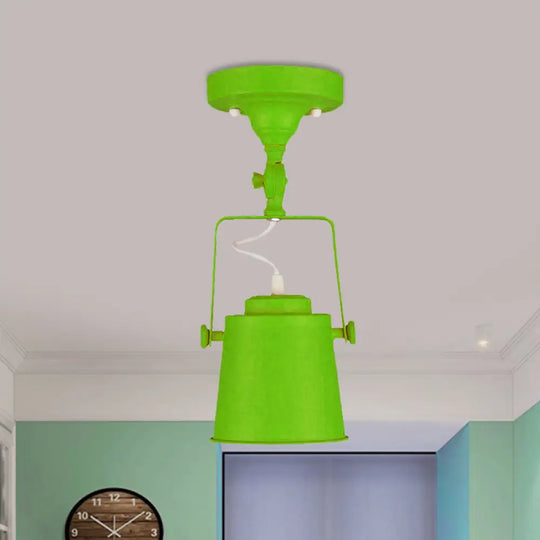 Retro Loft Tapered Pendant Light In Rotatable Grey/Red/Pink For Bedroom Ceiling Green