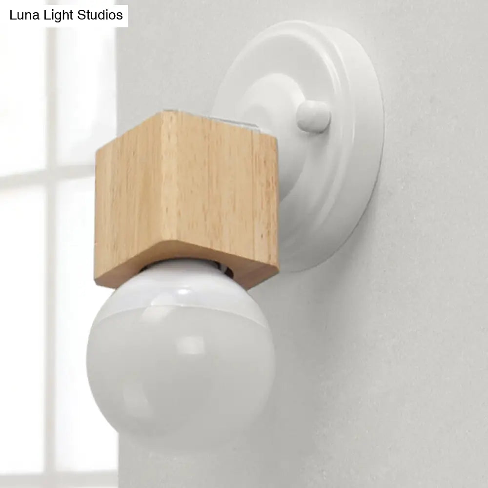Retro Metal And Wood Exposed Ceiling Mounted Light - White Finish | 1 Head Adjustable Semi Flush For