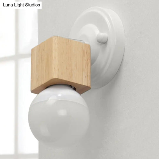 Retro Metal And Wood Exposed Ceiling Mounted Light - White Finish | 1 Head Adjustable Semi Flush For