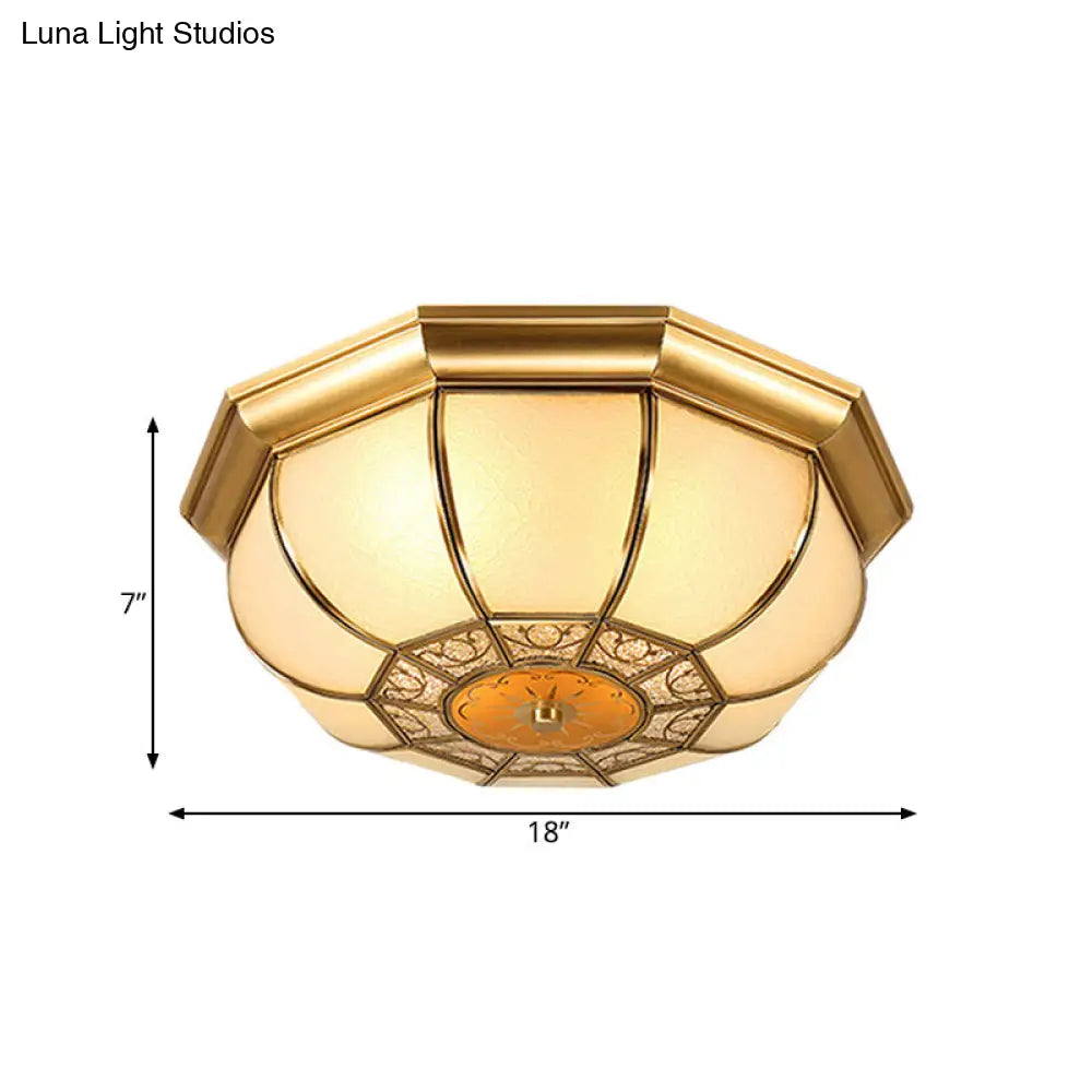 Retro Metal Brass Ceiling Mount Light Fixture - Oval Dining Room Flushmount 3/4/6 Heads 14/18/23.5