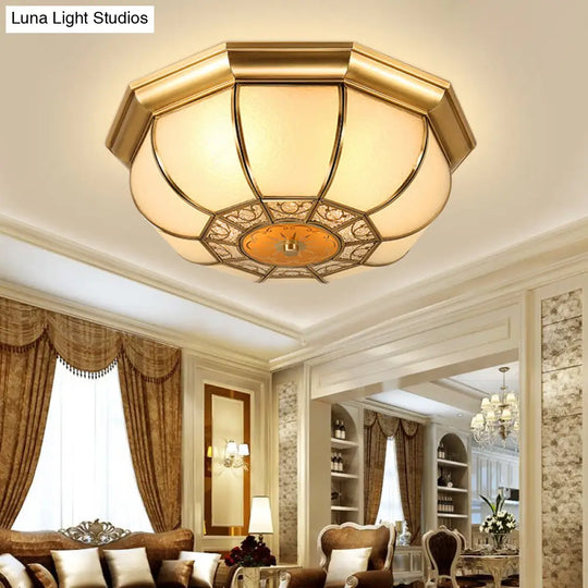 Retro Metal Brass Ceiling Mount Light Fixture - Oval Dining Room Flushmount 3/4/6 Heads 14/18/23.5