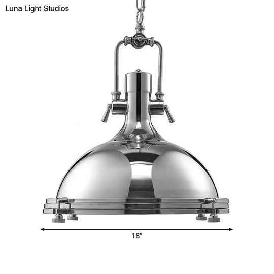 Retro Metal Head Pendant Lighting With Domed Shade - Stylish Dining Table Ceiling Light Fixture In