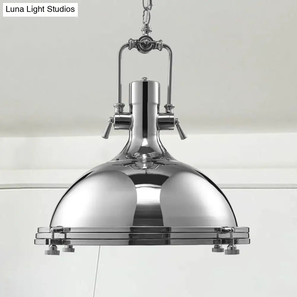Retro Metal Head Pendant Lighting With Domed Shade - Stylish Dining Table Ceiling Light Fixture In