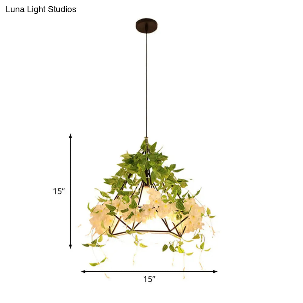 Cherry Blossom Retro Pendant Light - White Led Drop Lamp 10/15/18 Width