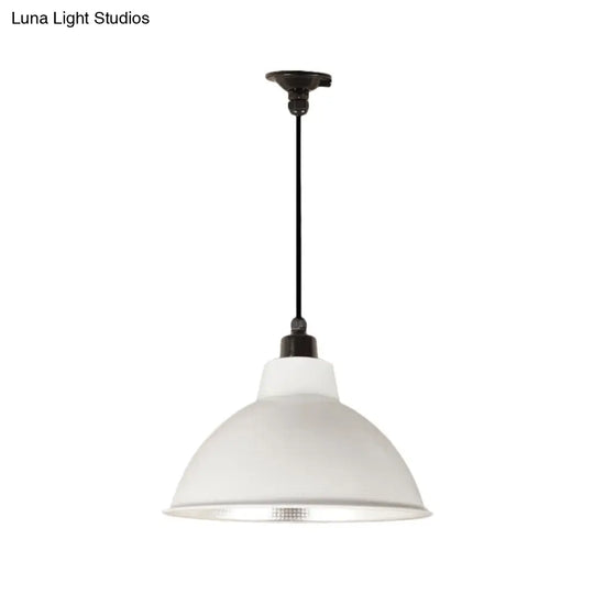 Retro Stylish Metallic Hanging Lamp - Bowl Coffee Shop Ceiling Fixture 1 Bulb Black/White 12/14/16