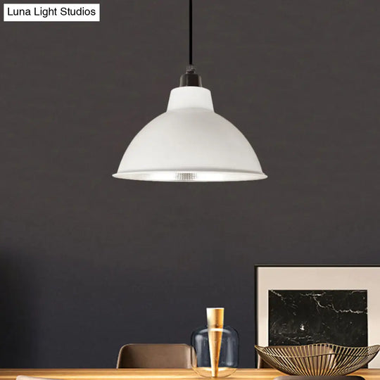 Retro Stylish Metallic Hanging Lamp - Bowl Coffee Shop Ceiling Fixture 1 Bulb Black/White 12/14/16