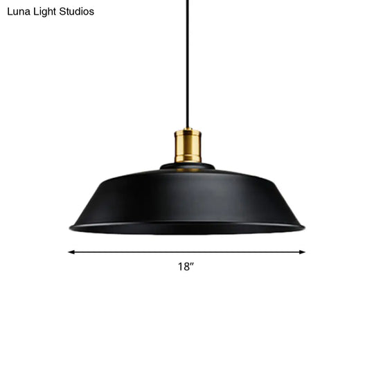 Retro Barn Living Room Pendant Light - Metallic 1-Light Black Finish Ceiling Lamp (10/14/18 Width)