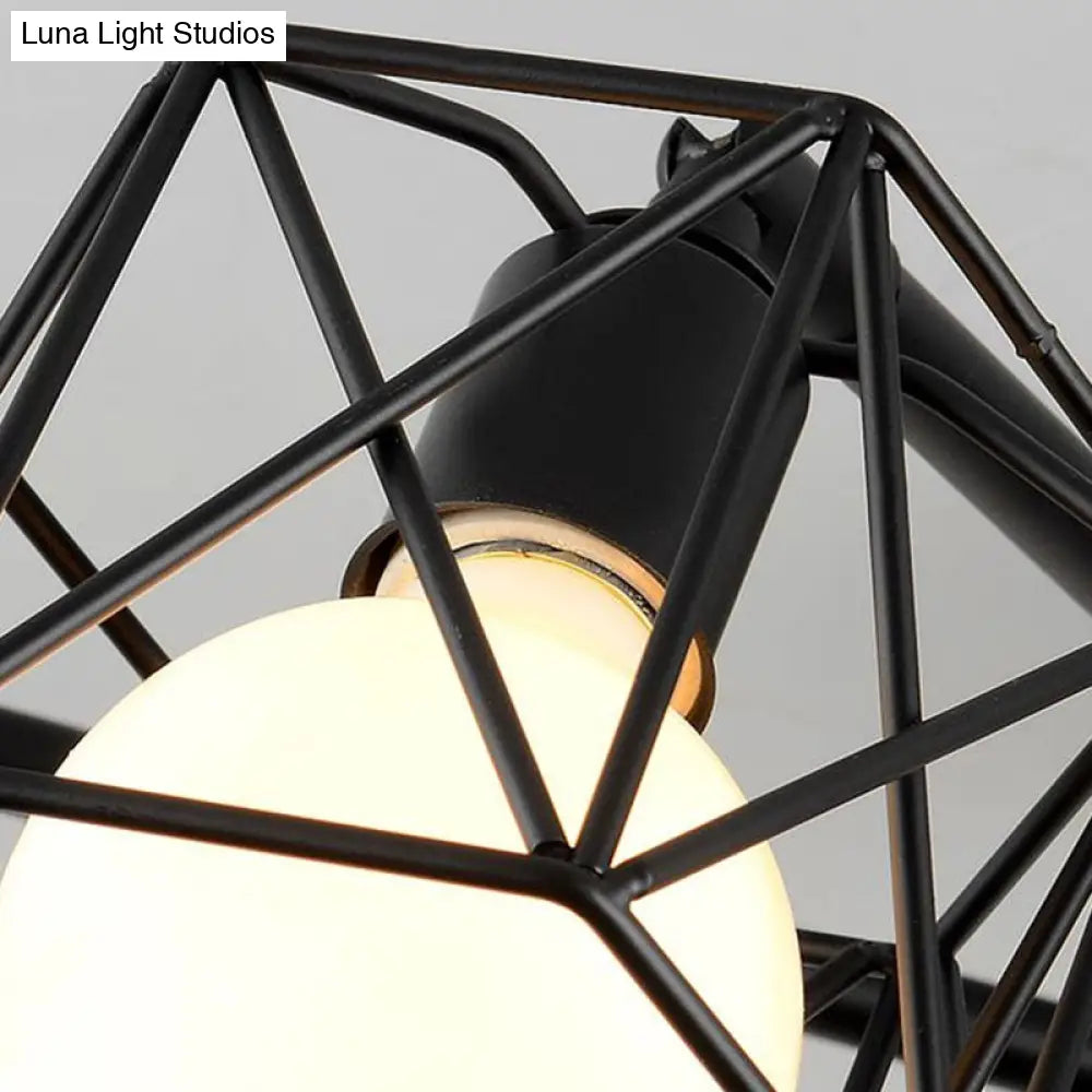 Retro Radial Iron Pendant Light With 8 Bulbs For Barbershop In Black