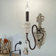 Retro Resin Candelabra Wall Lamp With Curved Arm In Black-Gold For Living Room 1 /