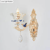 Retro Ribbed Glass Suspension Light With Crystal Draping In White - Perfect For Living Rooms